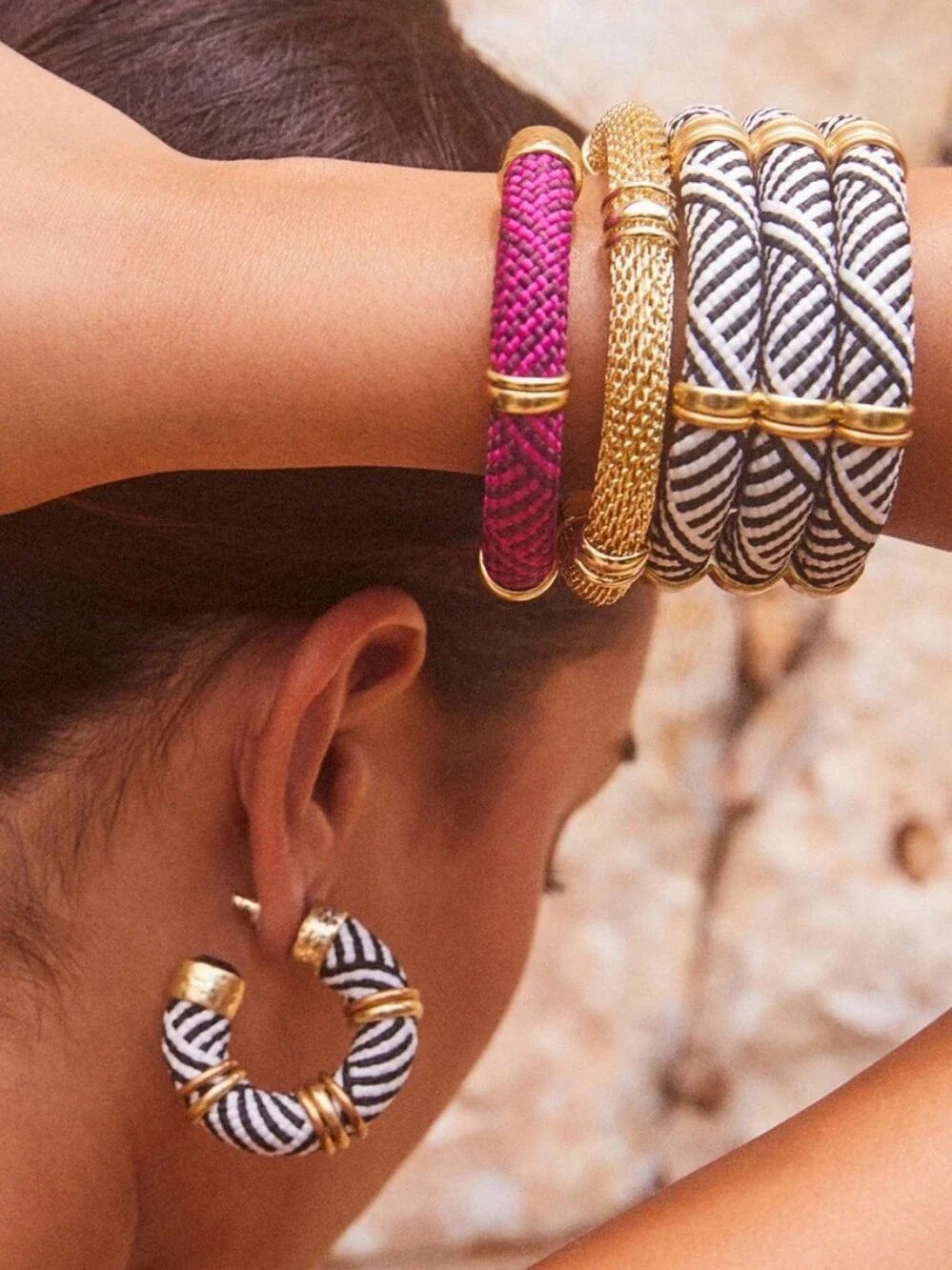 Kendra Scott MAYA Cuff Bracelet In Pink And Yellow Gold Tone